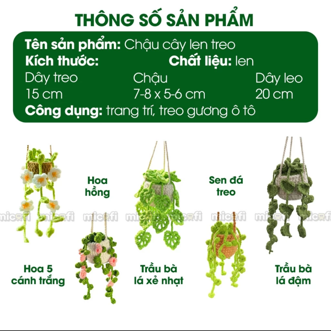 Chậu Cây Len Treo Mini