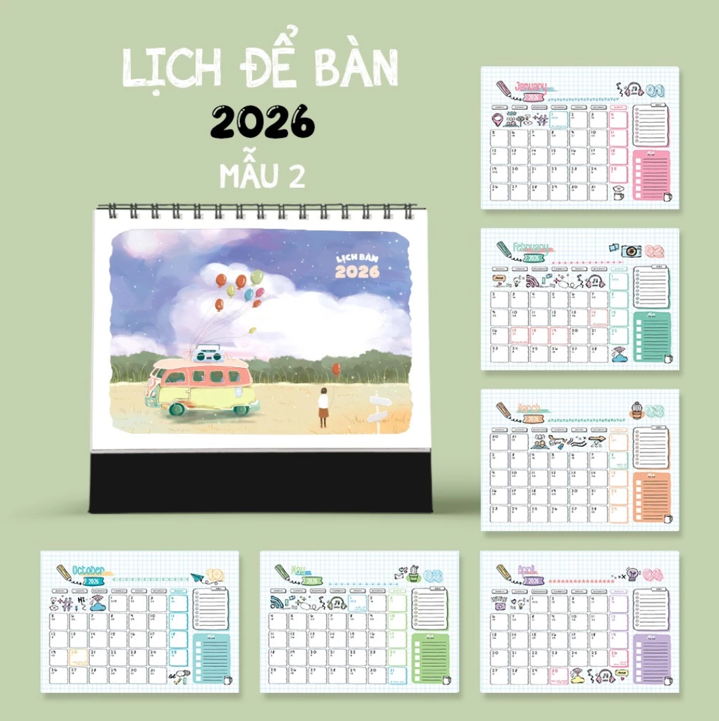 Lịch Để Bàn - Đế Gỗ